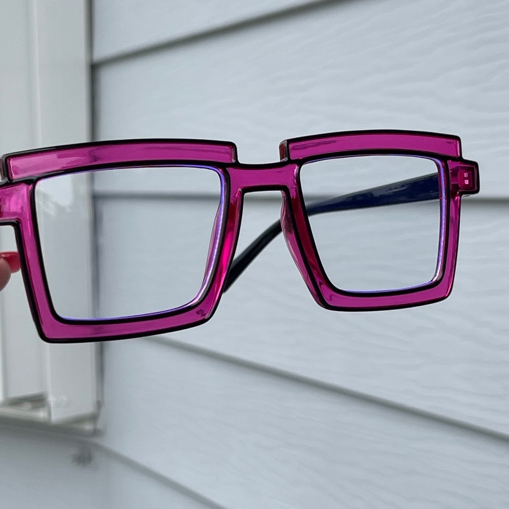 Manga Cartoon Anti-blue Light Color block Eyeglasses In Purple/Red - Picture 10 of 12